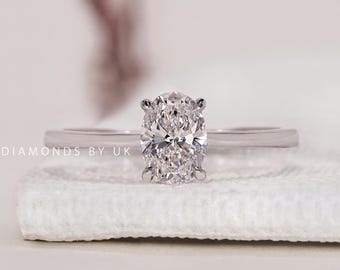 Oval Diamond Engagement Ring Lab Grown Diamond Ring IGI Certified Diamond Anniversary Ring Diamond Solitaire Ring Oval Proposal Ring for Her