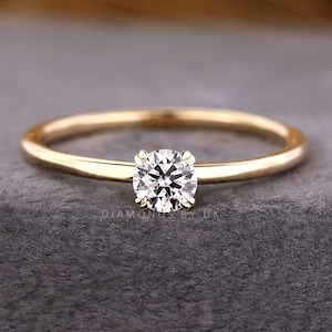 Round Brilliant Diamond Promise Ring for Her Lab Grown Diamond Engagement Ring Solitaire Ring for Women Simple Wedding Ring for Bride Gift