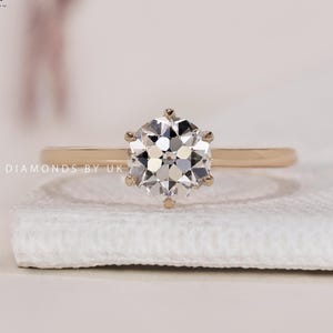 Round Old European Cut Diamond Engagement Ring IGI Certified Diamond Solitaire Ring 6 Claw Prong Anniversary Ring Conflict Free Ethical Ring