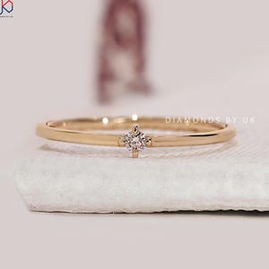 Solid Gold Basic Round Ring 14k Real Gold Tiny Solitaire Ring for Women Minimalist Promise Ring Simple Engagement Ring Ladies Daily Ring Her
