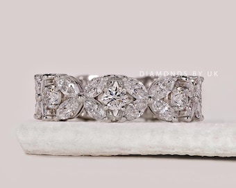 Diamond Wedding Band Genuine Lab Grown Diamond Ring Women Thick Band Ring Diamond Wide Wedding Ring Full Eternity Band for Anniversary Gift