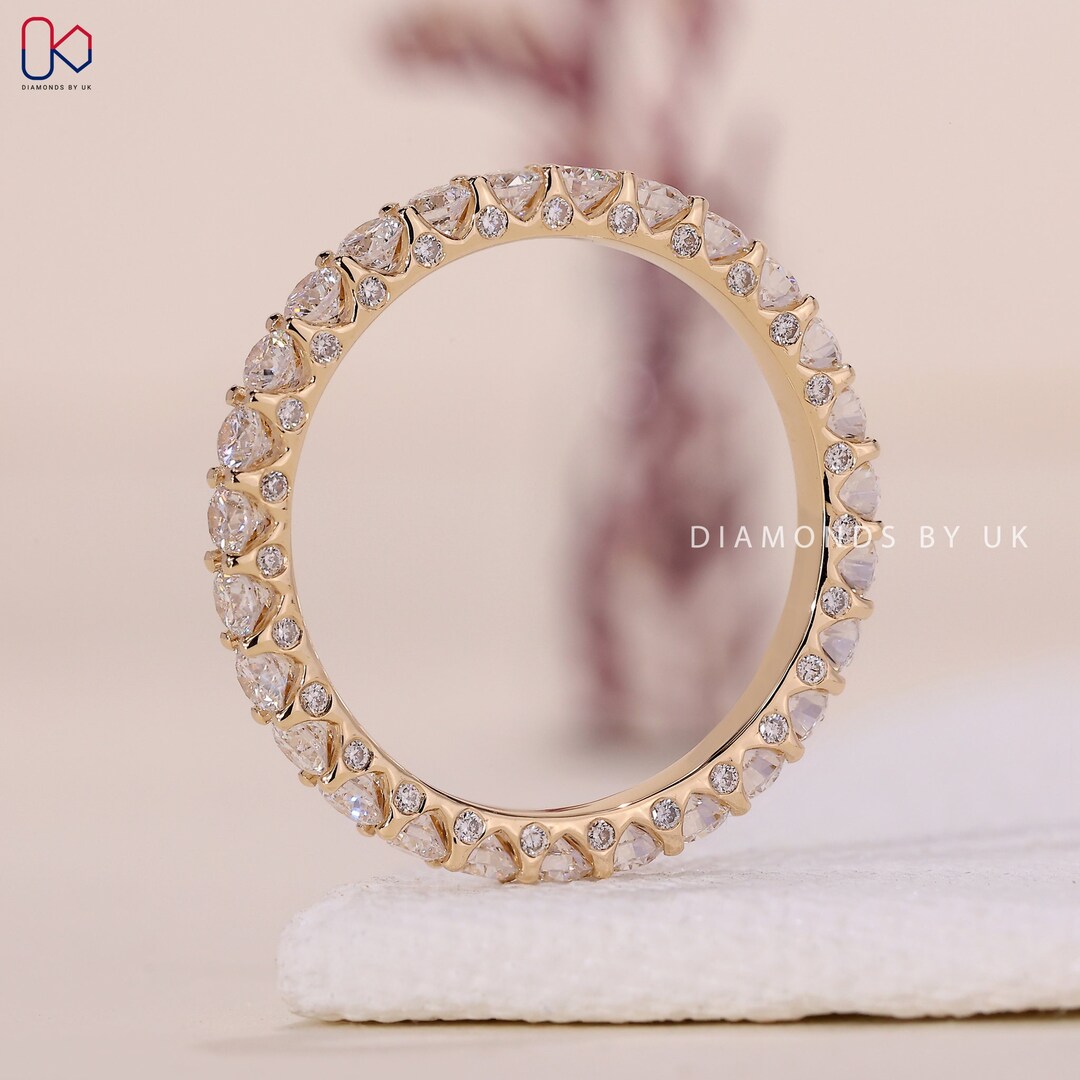Full Eternity Wedding Band 3 Side Diamond Engagement Band Round Lab ...