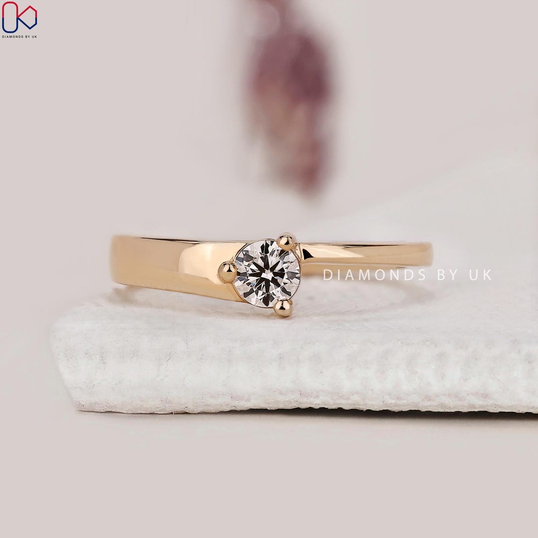 Simple Full Diamond Rings Diamond Simple Engagement Ring Basic Solitaire Ring Lab Grown Diamond ...