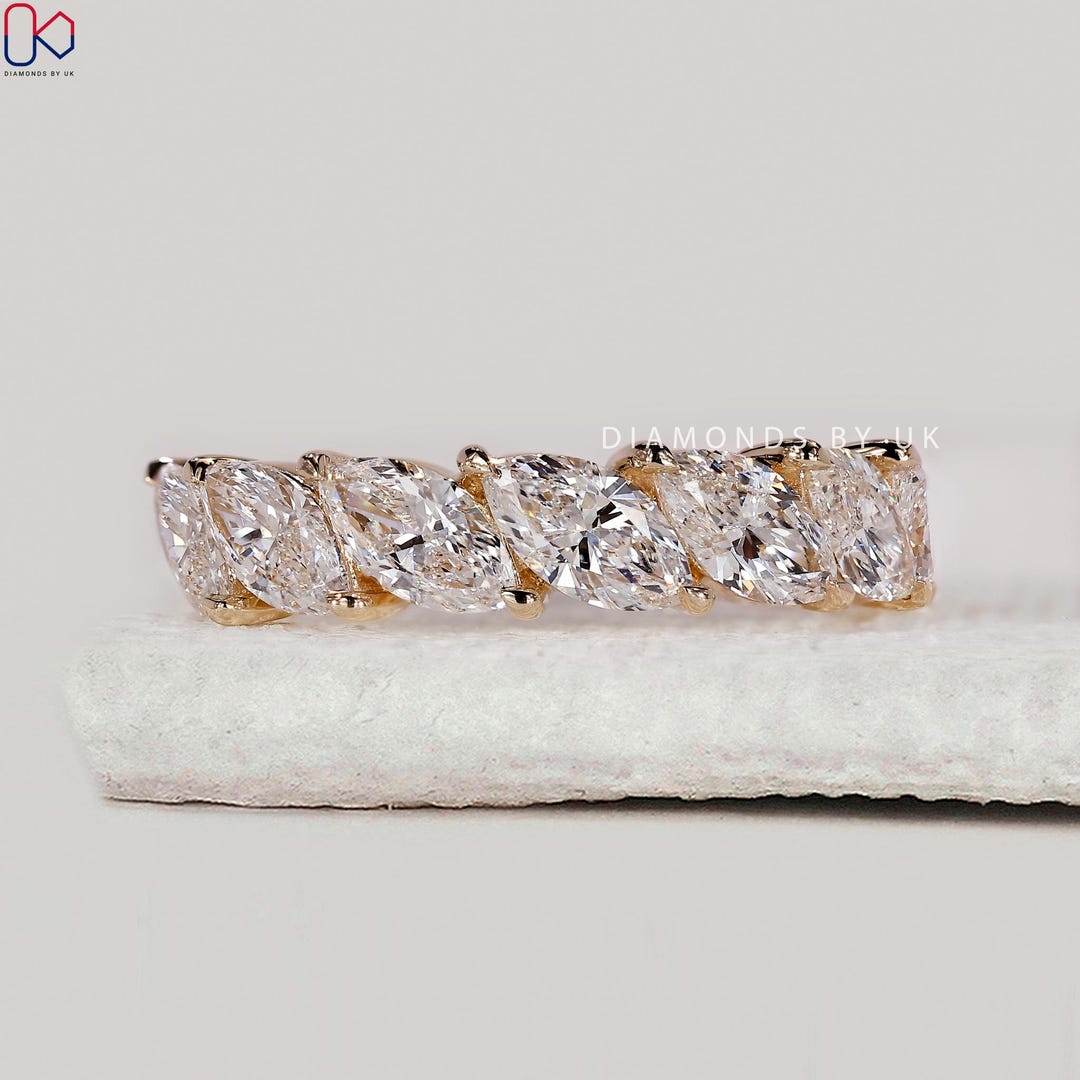 Lab Grown Diamond Marquise Eternity Band 10K 14K 18K Solid Gold ...