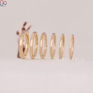 Diamond Wedding Band 10K 14K 18K Solid Gold Stacking Ring Half Eternity ...