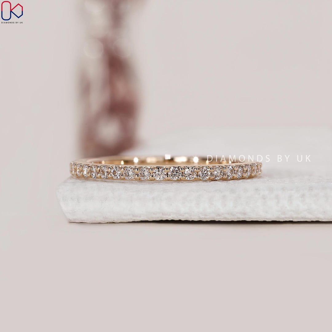 Full Eternity Wedding Band Real Lab Grown Diamond Ring Round Cut ...