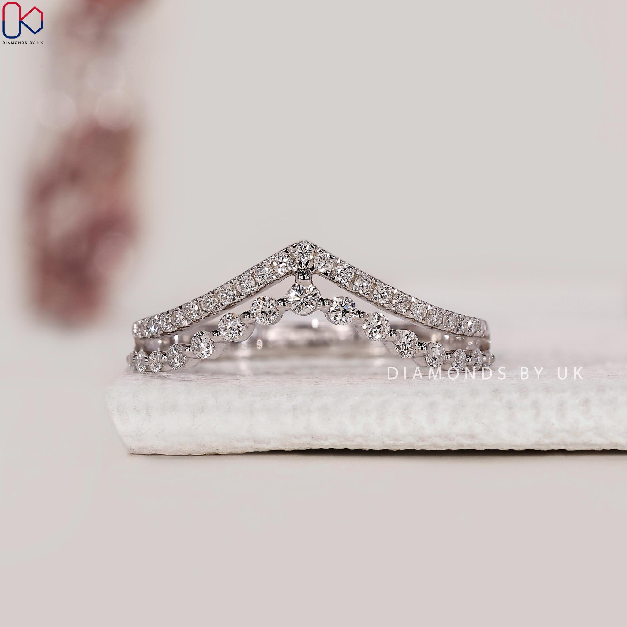 Double Band Wedding Ring Two Row Ring in 14k 18k 10k Solid Gold Pretty ...