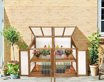 Lendo Online Growing Gewächshaus – Gewächshaus – Gartengewächshaus – Growbox – Gewächshaus – Wintergarten – 120 x 49 x 97,5 cm – Kiefernholz mit PC-Platten – braun