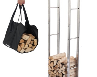 Firewood rack 50x25x148cm (20"x10"x58") + carrying bag Indoor and outdoor firewood storage firewood rack wood storage Stainless steel Stainless steel Wood rack