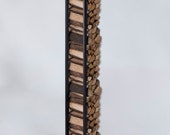 Brandhoutrek wandmodel 25x25x196cm (10&quot;x10&quot;x77&quot;) + draagtas haardhoutrek houtopslag zwart metaal staal wandrek voor hout