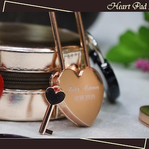 Cadenas avec lettre initiale, cadenas gravé avec clé, cadenas d&#39;amour personnalisé, cadenas personnalisé pour amour, cadeaux d&#39;anniversaire, cadeau de mariage