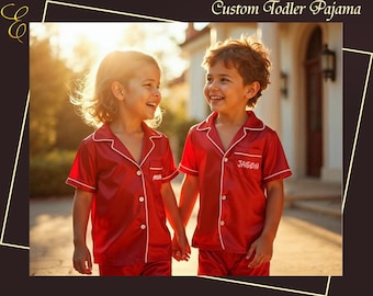 Custom Kids Pajamas Set Toddler Pjs Flower Girl Pajamas Junior Bridesmaid Pajamas Birthday Gifts Sleepover Party PJs Bridesmaid Gifts