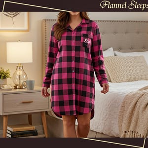 Bridal Party Flannel Shirts – Personalized Flannel Sleepshirt, Oversized Sleep Shirt, Bridal Party Flannel Shirt - Flannel Bridesmaid Shirts