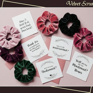 Bridesmaid Gift Velvet Scrunchies Wedding Party Hair Accessories Velvet Bridal Scrunchies Stylish & Chic Hair Ties Bridal Scrunchies Set