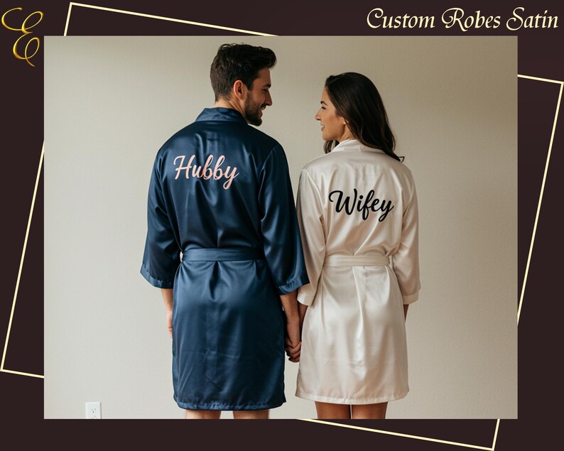 Customized Couple Robes Matching Satin Bride and Groom Robe Wedding ...