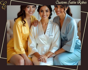 Bachelorette Party Robes | Satin Personalize Robes | Bridesmaid Robes | Wedding Robe | Bridesmaid Gift | Bridesmaid Proposal | Birthday Robe