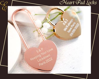 Personalized Heart Shaped Lock & Key, Love Lock, Engraved Lock, Padlock with Key, Engagement Gift,Anniversary Gift,Customized Heart Padlock.