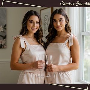 Chic Satin Camisole & Shorts Set with Shoulder Tie | Lightweight Loungewear for Bridesmaids, Pajama Parties and Summer Nights Wedding Gifts
