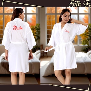 Bridesmaids Robes | Personalized Bridal Silk Robes | Bridesmaid Proposal | Wedding Party Gifts | Custom Satin Silk Robes | Bridesmaid Gifts