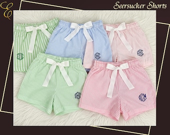 Seersucker Lounge Shorts - Women’s Comfy Sleepwear - Monogrammed Sleep Shorts Set - Bridesmaid's Sleep Short - Personalized Gift for Her