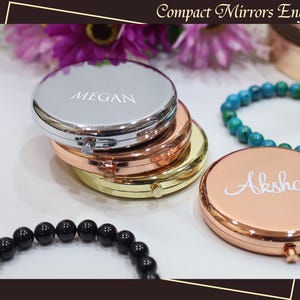 Personalized Compact Mirror Custom Name Classic Compact Mirror Unique Wedding Gift Bachelorette Bridal Shower Gifts Large Compact Mirror