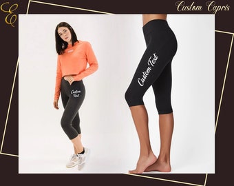 Gym Capri 3/4 Capri Pants Personalize Capri Workout Capri Yoga Capri Custom Print Capri Custom Gift For Her Capri leggings Exercise Capri