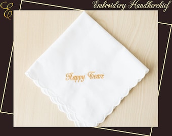 Embroidery Wedding handkerchief, Custom Embroidery Hankies, Mother of the Bride Gift, Embroidered hanky, Single initial monogrammed gifts.