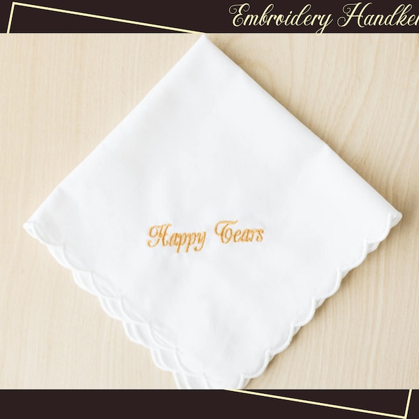 Embroidery Wedding handkerchief, Custom Embroidery Hankies, Mother of the Bride Gift, Embroidered hanky, Single initial monogrammed gifts.