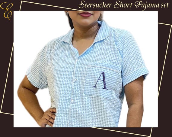 Seersucker short pajamas hotsell