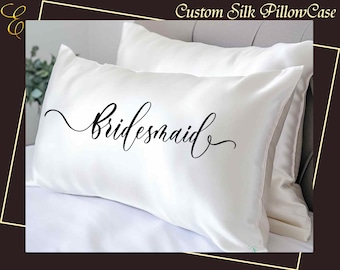 Satin Silk Pillowcase Personalized Envelope Closure Silk Pillow Cover Bridal Pillowcase 100% Silk Pillow Case Silk Bedding Housewarming Gift