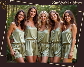 Canotta e pantaloncini personalizzati, pigiami in raso personalizzati, regali per damigelle d'onore, canotta e pantaloncini in raso, set da sposa, regalo per lei, regali di nozze