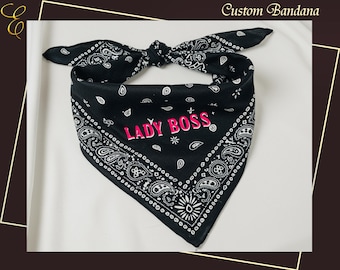 Custom Text Bandana, Personalized Paisley Bandana, Cotton Name Bandana, Paisley Cotton Scarf Bandana, Bachelorette Gift  Biker Bandana