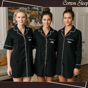 Bridesmaid Pajamas Shirt Monogram Pajama Shirt Bridesmaid Getting Ready Sleep Shirt Button Down Bridal Party Sleep Shirt Wedding Gifts