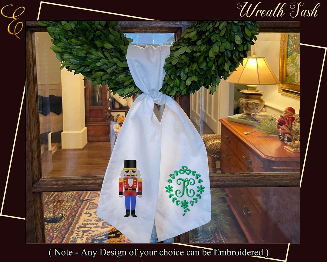Christmas Wreath Sash Christmas Sash Door Wreath Sash Nutcracker Bow