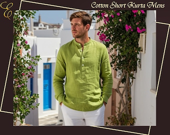 Men’s Rayon Short Kurta Festive Kurta for Men Gifts for Him Ethnic Wear for Men Indian Men’s Clothing Casual  Outfit Modern Kurta Shirt