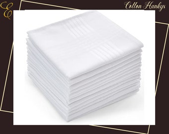 Pack Of 12 Handkerchief Mens Handkerchiefs 100% Cotton Classic Hankies 12PCS Quality Handkerchief One Dozen White Handkerchiefs for men