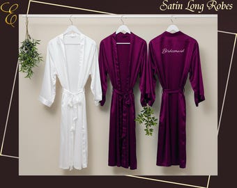 Personalisierte Braut Satin Robe - Individuelle Brautjungfer & Hochzeitsrobe - Luxus lange Satin Robe mit Namen oder Monogramm - Geschenke zum Valentinstag