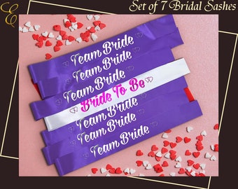 Set Of 7 Sashes Customized Birthday Satin Silk Sash Personalized Sash Bridal Sash Your Text Sash Bridal Sash Bridesmaid Sash Wedding Gift