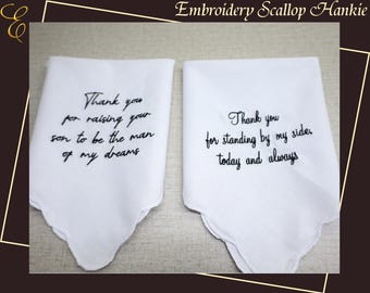 Mouchoir de mariage brodé, Mouchoirs de broderie personnalisés, Cadeau pour la mère de la mariée, Mouchoir brodé, Cadeaux uniques avec monogramme initial.