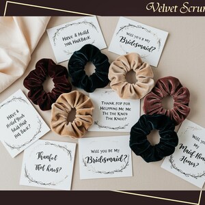 Bridal Scrunchies Set Bridesmaid Gift Velvet Scrunchies Wedding Party Hair Accessories Velvet Bridal Scrunchies Stylish & Chic Hair Ties