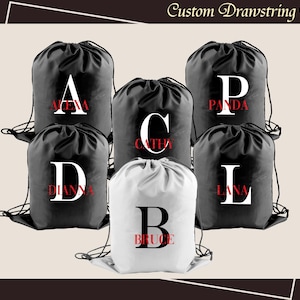 Personalized Drawstring Bag Customize Drawstring Custom Gym Drawstring Bag Bridal party Drawstring bag Gift For Her Wedding Gift
