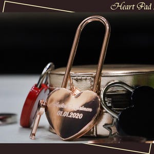 Cadenas gravé personnalisé avec clé, cadenas amour deux coeurs, cadenas amour personnalisé, cadenas personnalisé pour l&#39;amour, cadeau d&#39;anniversaire, cadeau de mariage