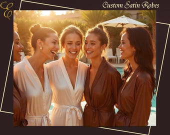 Personalized Dark Brown Bridesmaid robe, Wedding Dressing Gown, Bridal robe, Robes, Satin Wedding Robe, white bridal Robe, bridal Brown robe