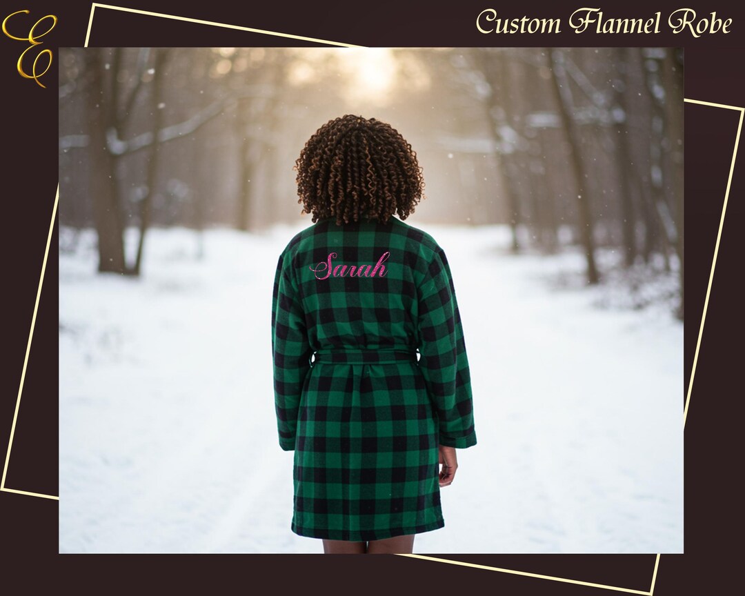 Custom Flannel Robe With Name – Luxury Bridal Getting Ready Robe ...