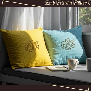 Embroidered Cushion Cover Personalized Muslin Pillow Covers 2 Layers Gauze Pillowcase Gauze Pillow Sham Muslin Pillowcase Housewarming Gift