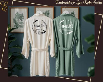 Halloween Bridal Party Robe - Spooky Bride Satin Robe – Custom Satin Gothic Robe - Getting Ready Robe for Halloween - Halloween Costume idea