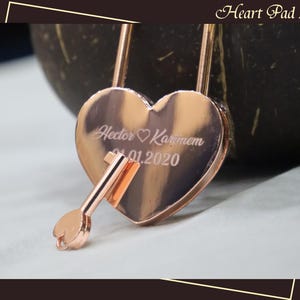 Heart Shaped Love Lock, Custom Engraved Padlock with Key,Two Hearts Locked in Love Lock,Custom Lock for Love,Anniversary Gifts, Wedding Gift