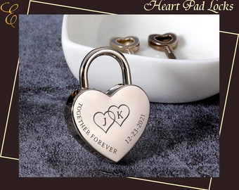 Initial Letter Padlocks, Engraved Padlock with Key, Personalized Love Lock, Custom Lock for Love, Anniversary Gifts, Wedding Gift