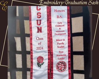 Embroidery Graduation Lace Sash Graduation Lace Sash Custom Embroidery Lace Sash Brides Sash Custom Bridal Lace Sash Custom Border Lace Sash