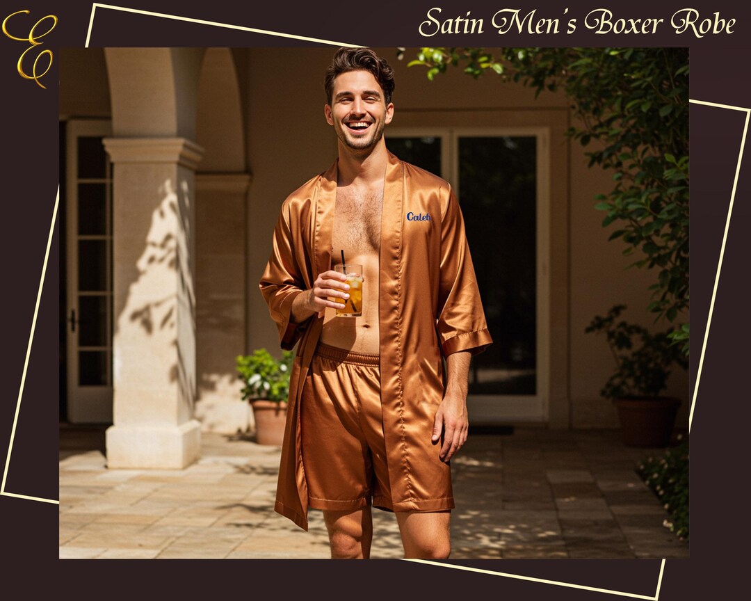 Personalized Satin Boxer Robe for Men | Groom Gift for Him | Custom ...